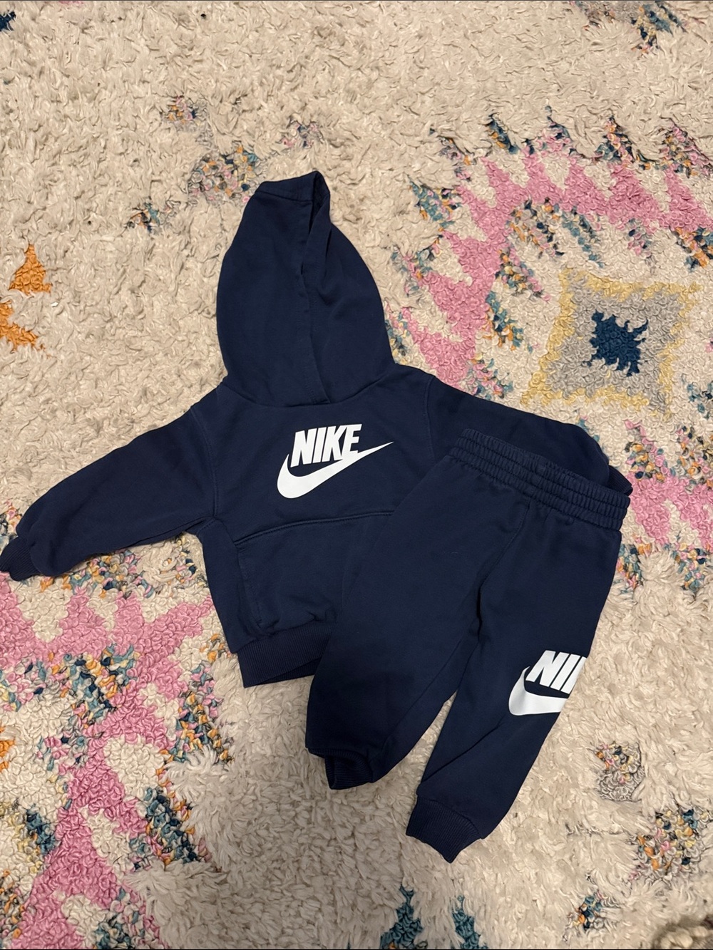 18m Nike Kids Navy Hoodie and Joggers Set with White Logo